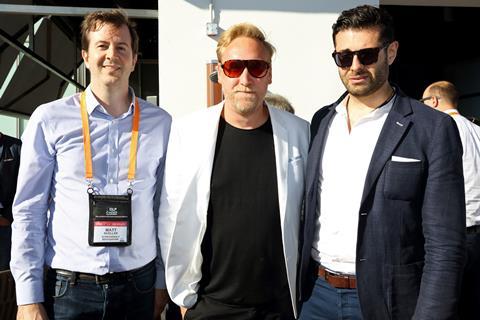 Matt Mueller of Screen International with Oliver Ronicle and Sevan Brown of Deluxe
